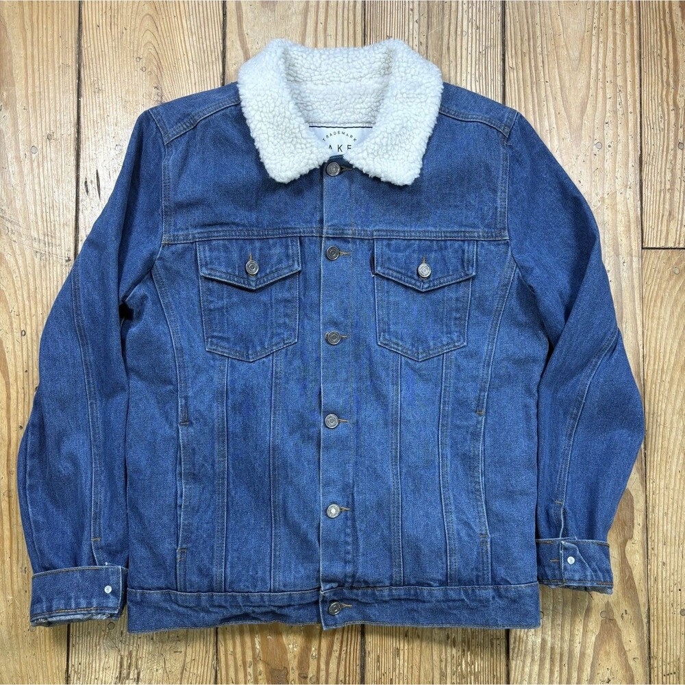 Blakely Mens Blue Jean Denim Jacket Sherpa Fleece Lined Trucker size Medium